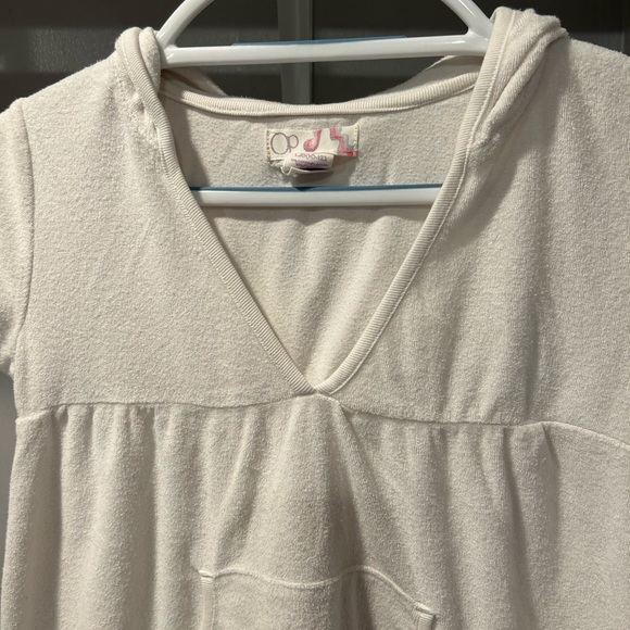 OP White Terrycloth Hooded Swim Coverup - Picture 2 of 9